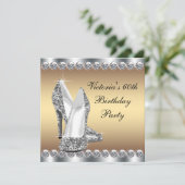 女性金ゴールド誕生日パーティー 招待状 (スタンド正面)