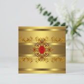 女性金ゴールド50th誕生日パーティー 招待状 (スタンド正面)