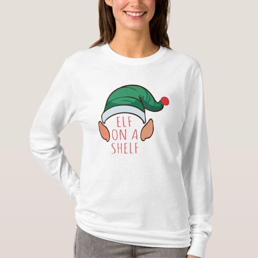 女性長袖クリスマスTシャツ Tシャツ (正面)