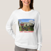 女性長袖ティー。ハッピーハローウィン。悪魔g tシャツ (正面)