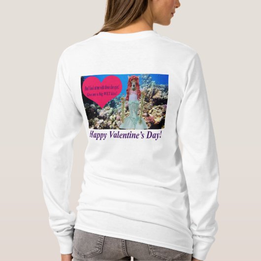 女性長袖ティー。ハッピーバレンタインデーd tシャツ (裏面)