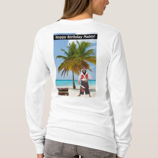 女性長袖ティー。ハッピーバースデーマテイ!ラ Tシャツ (裏面)