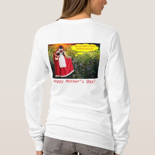 女性長袖ティー。母の日おめでとう。 Tシャツ (裏面)