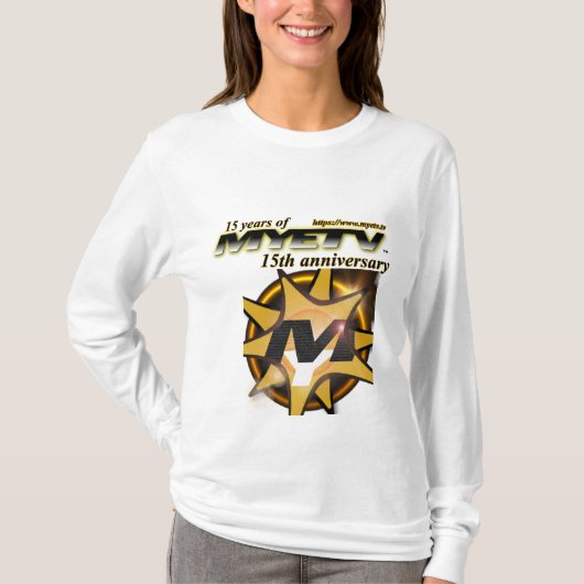女性長袖MYETVのTシャツ – 15年 Tシャツ (正面)
