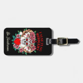 女性間のスカルタトゥーアートインスパイアカスタム ラゲッジタグ (正面横)