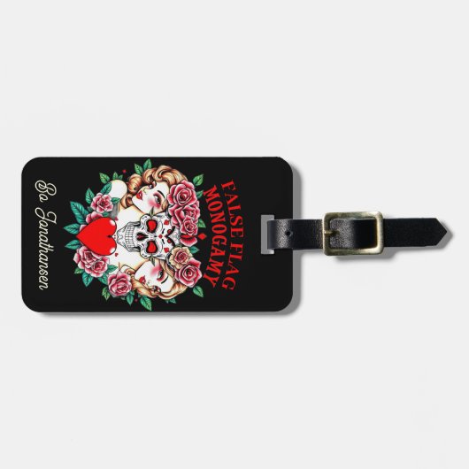 女性間のスカルタトゥーアートインスパイアカスタム ラゲッジタグ (正面横)
