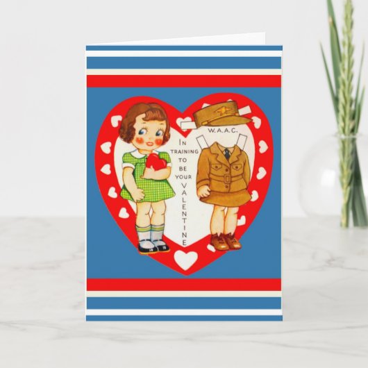 女性陸軍WAAC WWIIバレンタインカードコピー シーズンカード (正面)
