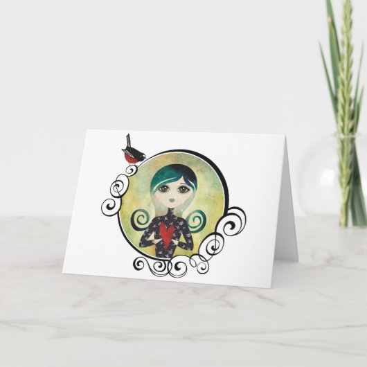 女性青い挨拶状 シーズンカード (正面)