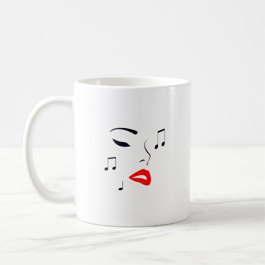 女性音楽顔 コーヒーマグカップ (左)