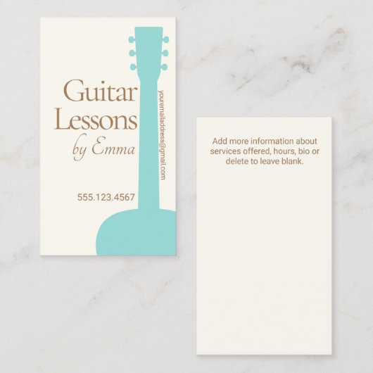 女性音響ギター先生ギタリスト 名刺 (正面/裏面)
