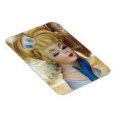 女性頭花瓶ヘアフラワーブルー手袋ファンシー マグネット (右側)