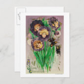 女性頭部のシーンを持つ喜ばしい復活祭のバイオリン シーズンポストカード (正面/裏面)