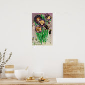 女性頭部のシーンを持つ喜ばしい復活祭のバイオリン ポスター (キッチン)