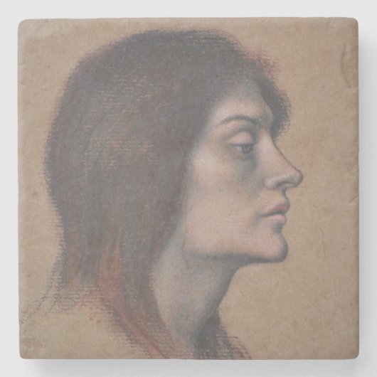 女性頭部の勉強（Evelyn De Morgan著） ストーンコースター (正面)