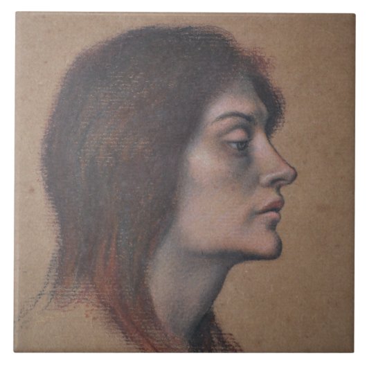 女性頭部の勉強（Evelyn De Morgan著） タイル (正面)