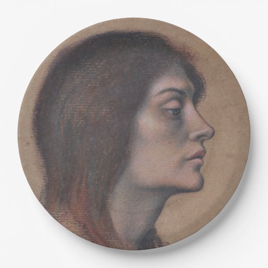 女性頭部の勉強（Evelyn De Morgan著） ペーパープレート (正面)