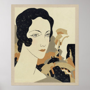 女性頭部(1931年)ファッションイラストレーション ポスター