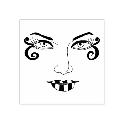 女性顔おもしろいアイメイク美しいアート ラバースタンプ (インプリント)