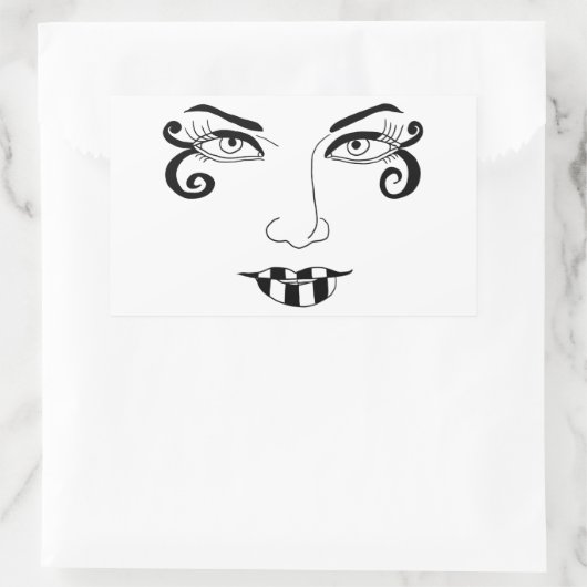 女性顔おもしろいアイメイク美しいアート 長方形シール (バッグ)