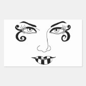 女性顔おもしろいアイメイク美しいアート 長方形シール (正面)