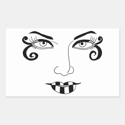 女性顔おもしろいアイメイク美しいアート 長方形シール (正面)