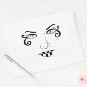 女性顔おもしろいアイメイク美しいアート 長方形シール (封筒)