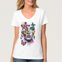 女性顔と蝶、ファンタジー