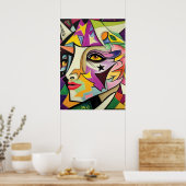 女性顔アートウォールポスター ポスター (キッチン)