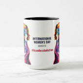 女性顔アート | 女国際的の日 | IWD マグカップ (中央)