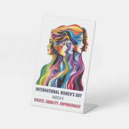 女性顔アート | 女国際的の日 | IWD 台座サイン