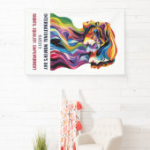 女性顔アート | 女国際的の日 | IWD 横断幕 (インサイチュ)