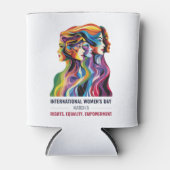 女性顔アート | 女国際的の日 | IWD 缶クーラー (正面)