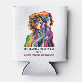 女性顔アート | 女国際的の日 | IWD 缶クーラー