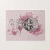 女性顔インワイングラス超現実的スケッチアート ジグソーパズル (横)