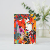 女性顔イン蝶 ポストカード (スタンド正面)