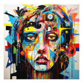 女性顔カラフル表現主義 フォトプリント            (正面)