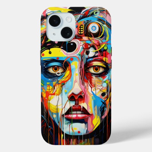 女性顔カラフル表現主義 Case-Mate iPhoneケース (裏面)