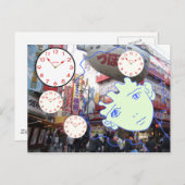 女性顔マンガ漫画 ポストカード (正面/裏面)