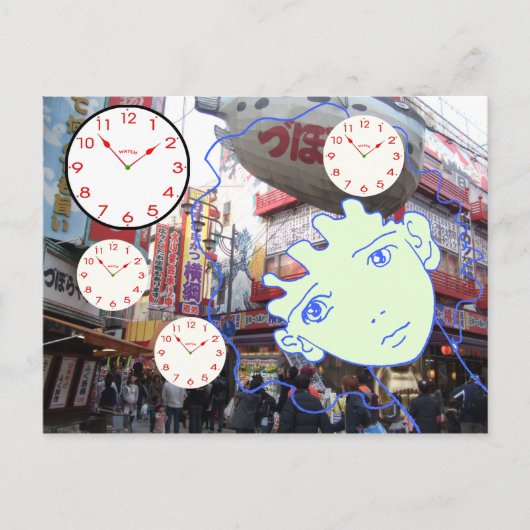 女性顔マンガ漫画 ポストカード (正面)