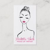 女性顔メイクアップアーティストの名刺デザイン 名刺 (正面)