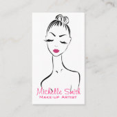 女性顔メイクアップアーティストの名刺デザイン 名刺 (正面)
