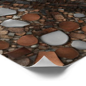 女性顔モザイク銅シルバーウォールアート ポスター (角)