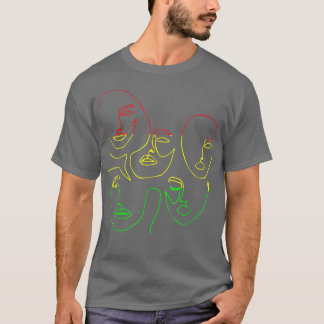 女性顔ラインアートジュネグカッコいい抽象芸術ブラック Tシャツ