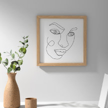 女性顔ラインアートブラック&ホワイト