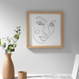 女性顔ラインアートブラック&ホワイト ポスター