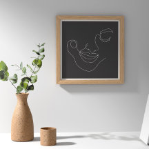 女性顔ラインアートブラック&ホワイト