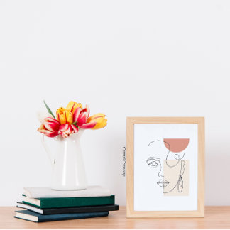 女性顔ラインアートポスター ポスター