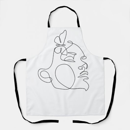 女性顔ラインアート エプロン (正面)