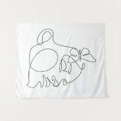 女性顔ラインアート タペストリー (正面(横))