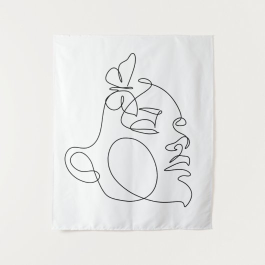 女性顔ラインアート タペストリー (正面)